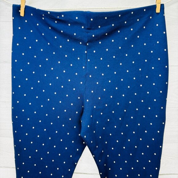 Chico’s 3 (16/XL) Navy Blue Polka Dot Leggings Stretch Pull On Slim Ankle Pants - Picture 8 of 15